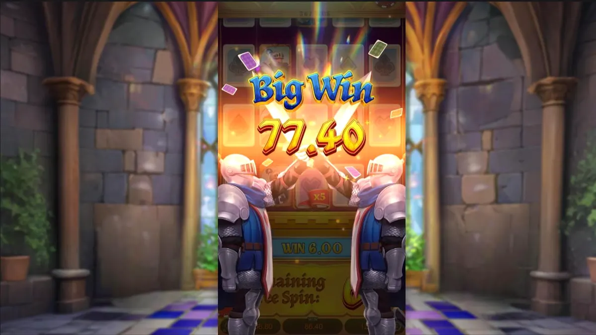 Tampilan visual slot Poker Kingdom Win dengan tema abad pertengahan yang megah