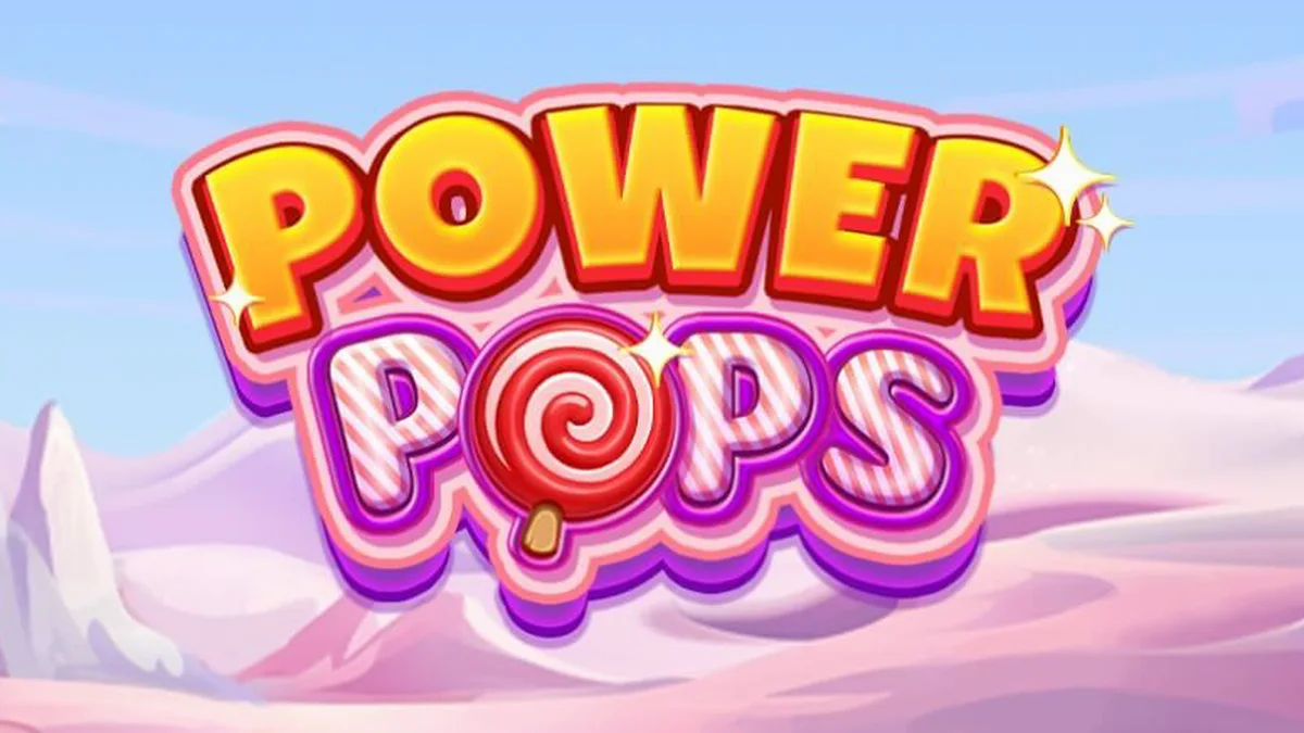 Tampilan visual slot Power Pops dengan latar belakang permen yang berwarna-warni